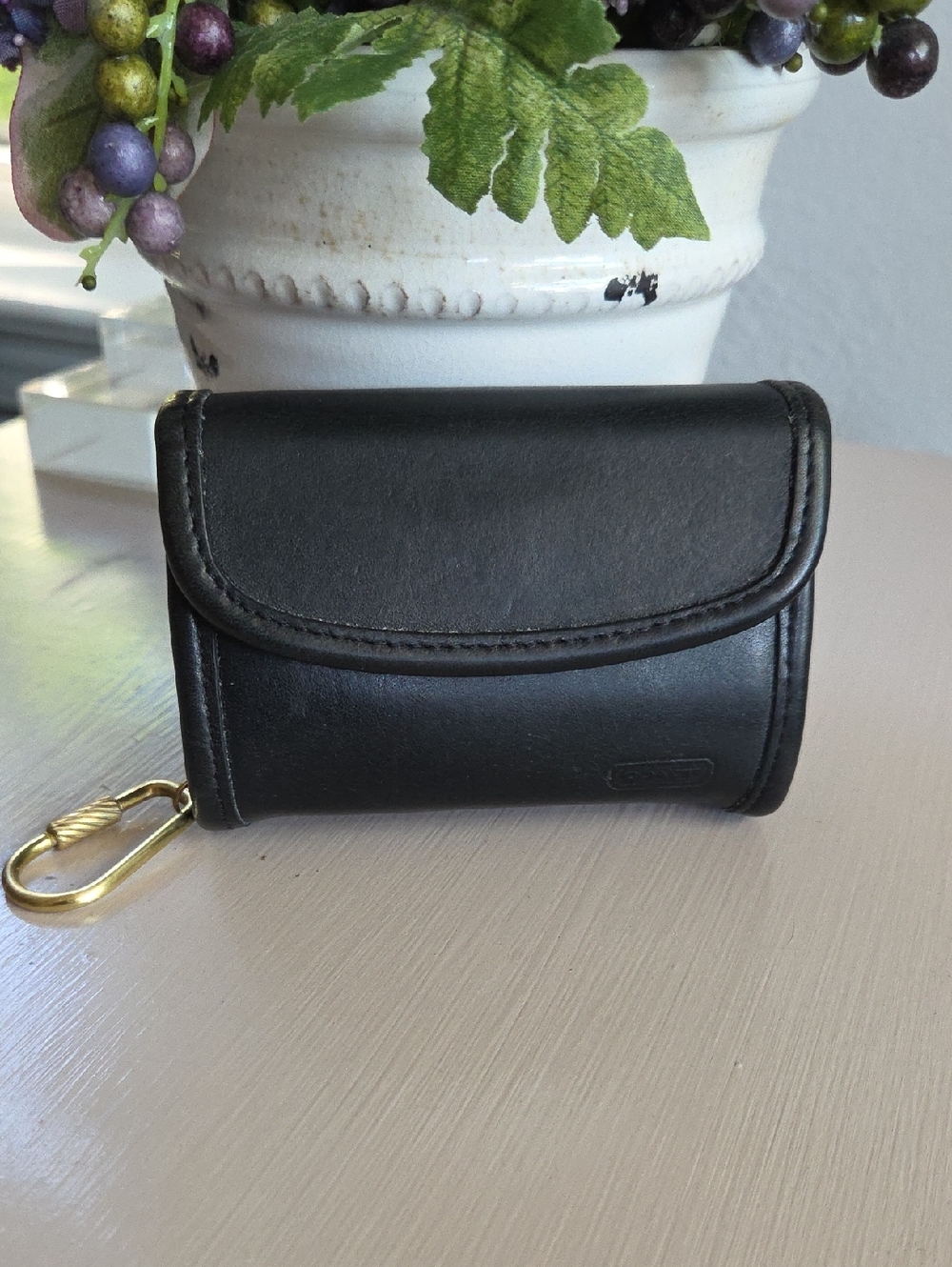COACH Black Multifunction Leather Card Coin Case